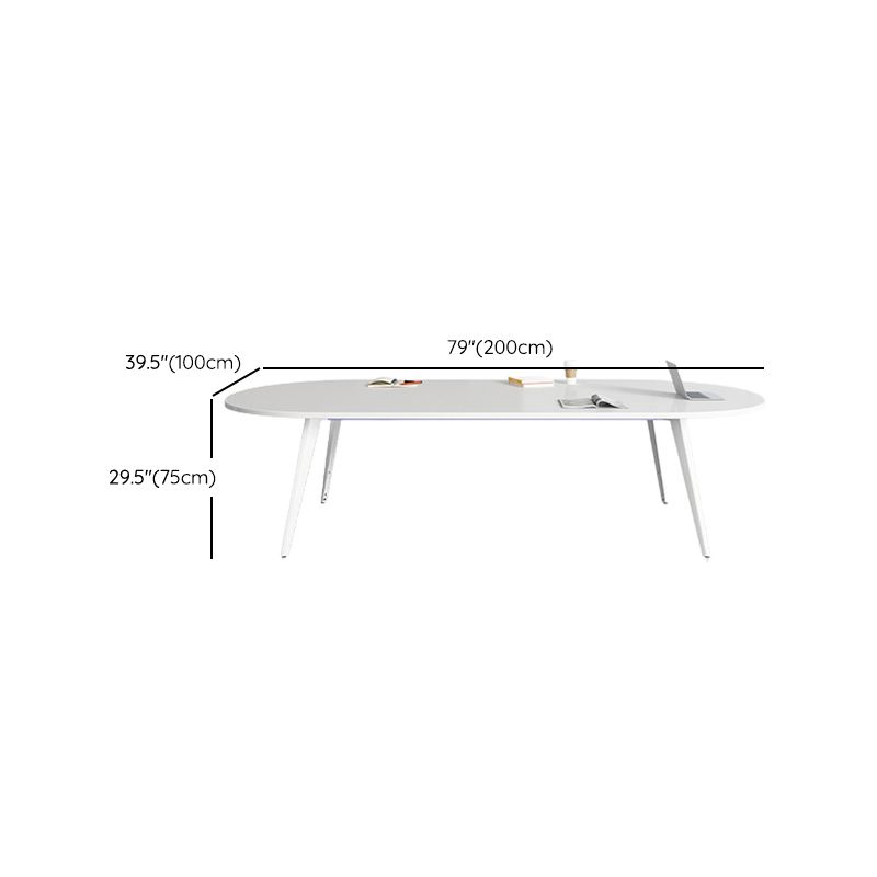 Contemporary Wooden Writing Desk White Oval Office Desk for Office Clearhalo 'furn' 'furn_office_desk' 'Furniture' 'Office Desks' 'Office Furniture' 'office_desk' 1200x1200_147118fd-97bd-4437-a726-2195b4c7b9f8
