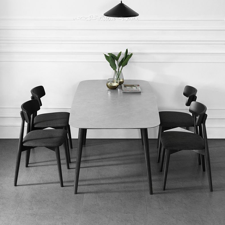 Tavolo da pranzo rettangolare in pietra grigio in stile moderno per cucina