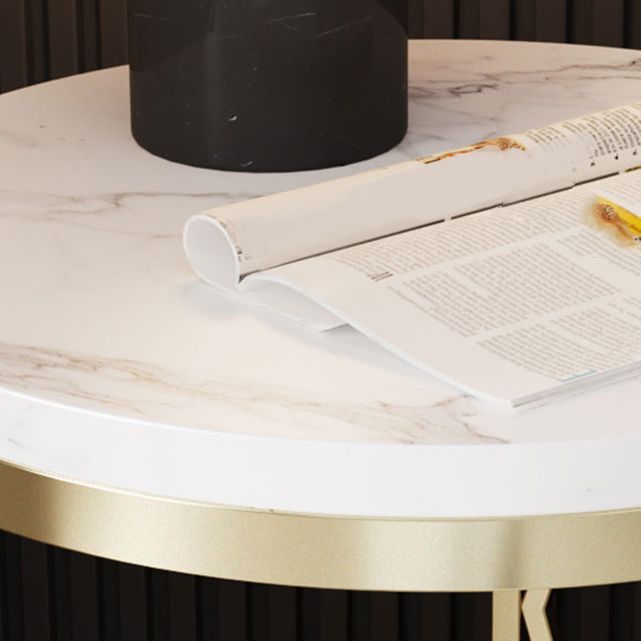 Glam Metal Night Table Open Storage 1-Shelf Round Nightstand in Black/White Clearhalo 'Bedroom Furniture' 'furn' 'furn_night_stand' 'Furniture' 'night_stand' 'Nightstands' 1200x1200_14728c0a-4642-45f3-bf86-70d2974fdf0c