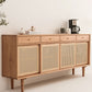 Rattan Doors Cupboard Glam Style Wood Kitchen Sideboard for Dining Room Clearhalo 'buffet_sideboard' 'Buffets & Sideboards' 'furn' 'furn_buffet_sideboard' 'Furniture' 'Kitchen & Dining Furniture' 1200x1200_1472b352-b95b-4827-a6d6-4259f491f941