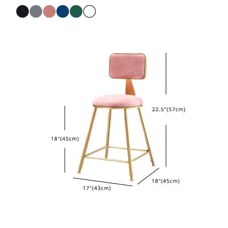 Glam Style Bar-stool Metal Legs Round Velvet Seat Barstool for Kitchen Clearhalo 'Bar Furniture' 'Bar Stools' 'bar_stools' 'furn' 'furn_bar_stools' 'furniture_bar_stools' 'Kitchen & Dining Furniture' 'kitchen&dining_furn' 'kitchen' 'kitchen_furn' Furniture' 1200x1200_1472e725-29a3-4783-8f5d-e554a2e6cb96
