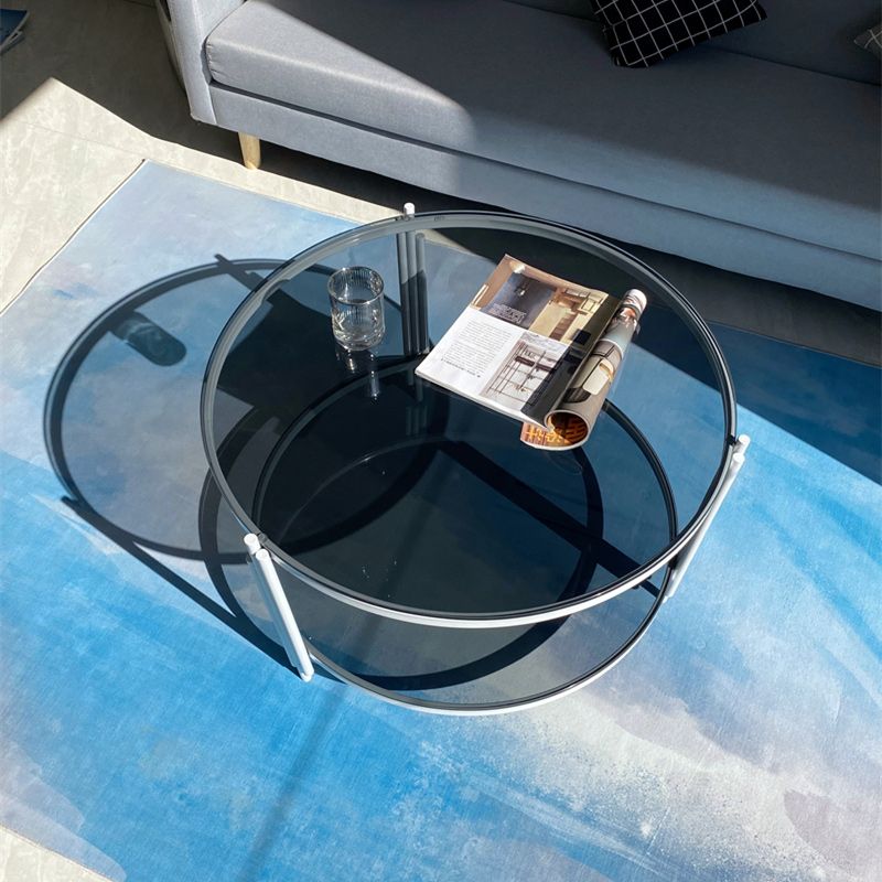 Modern Round Coffee Table 3 Legs Glass Top Coffee Cocktail Table for Living Room Clearhalo 'Coffee & Accent Tables' 'Coffee Tables' 'coffee_tables' 'furn' 'furn_coffee_tables' 'Furniture' 'Living Room Furniture' 1200x1200_14766683-9975-44d6-a966-fe42d9908e97