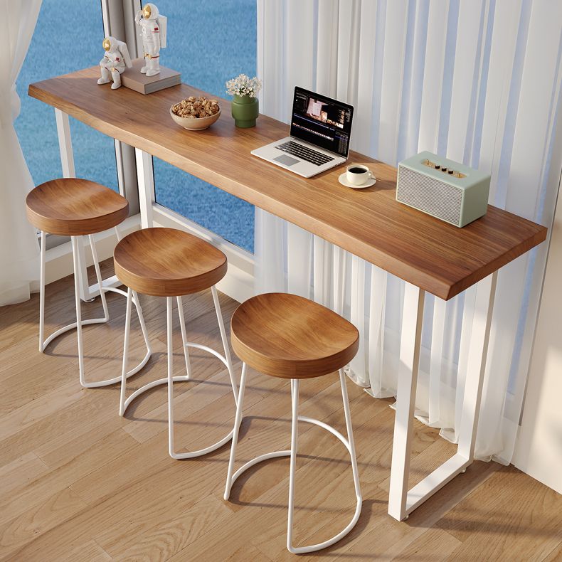 Juego de mesa de bar rectangular moderno, mesa de bar y taburetes de madera maciza de 1/4 Uds.