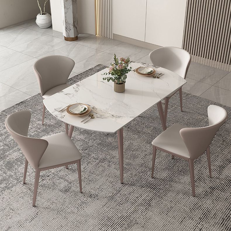 Simple Sintered Stone Extendable Table White Round Shape Dining Table for Kitchen Clearhalo ' dining_table' 'Dining Tables & Seating' 'Dining Tables' 'furn' 'furn_dining_table' 'Furniture' 'furniture_dining_table' 'Kitchen & Dining Furniture' 'kitchen&dining_furn' 'kitchen' 'kitchen_dining_table' 1200x1200_1477be20-82d3-4e6d-a68e-cade488b013d