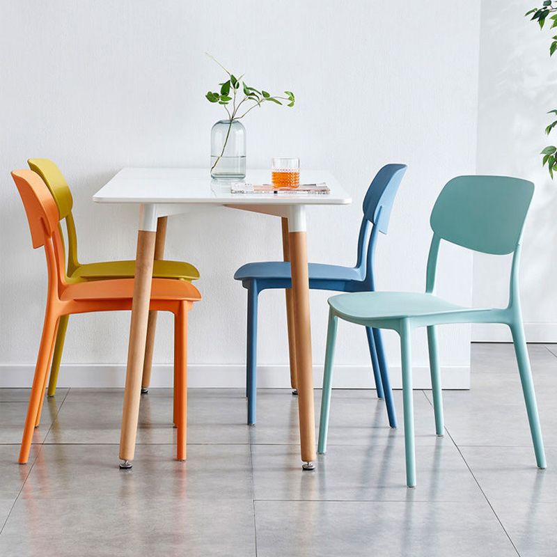 Plastic Scandinavian Armless Chair Open Back Dining Room Chair