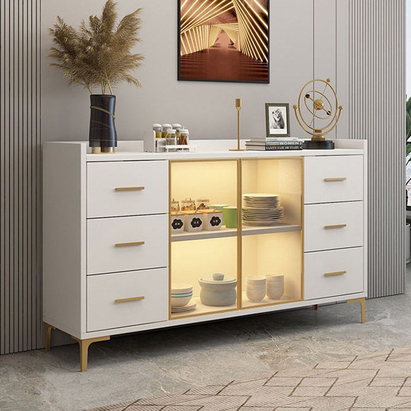 Sideboard in legno ingegnerizzato in stile glam con luci a LED