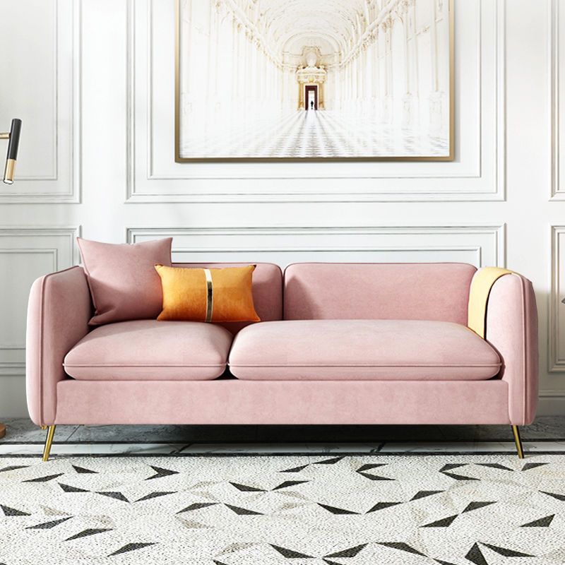 Velvet Modern Style Sofa 2/3-seat Tuxedo Arm Sofa with 2 Pillows