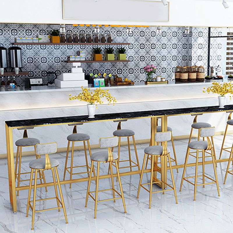 Glam Bar Height Table Faux Marble Top Bistro Bar Table with Trestle Base Clearhalo 'Bar Furniture' 'Bar Tables' 'bar_tables' 'furn' 'furn_bar_tables' 'Furniture' 'Kitchen & Dining Furniture' 1200x1200_147ba15b-156c-4b8b-a488-9adfae576468