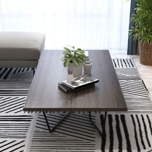 Mesa de café de madera sólida Mesa de café de café abstracta en marrón