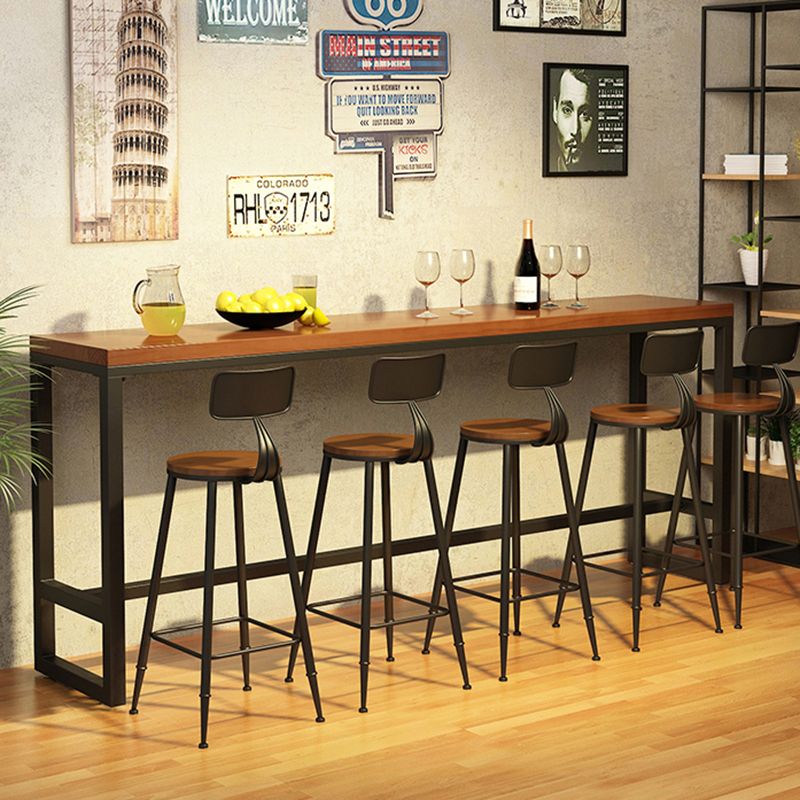 Industrial Natural Bistro Bar Desk Indoor Footrest Trestle Bistro Bar Table Clearhalo 'Bar Furniture' 'Bar Tables' 'bar_tables' 'furn' 'furn_bar_tables' 'Furniture' 'furniture_bar_tables' 'Kitchen & Dining Furniture' 1200x1200_147bbde8-a010-439f-8b51-5d18350f86a6