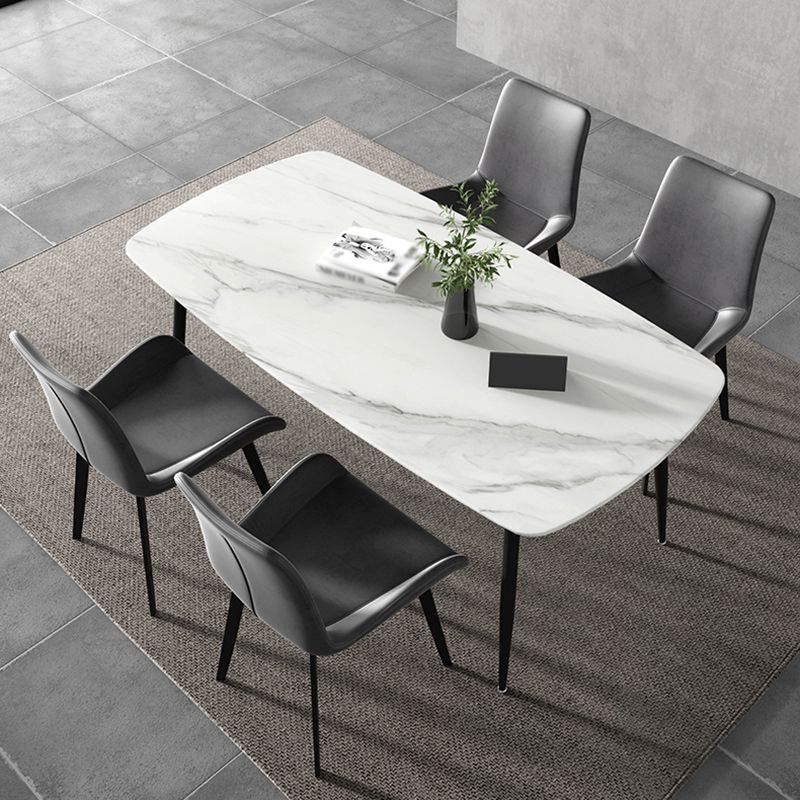 Rectangle Industrial Dining Room Table Sintered Stone Table with 4 Black Metal Legs Clearhalo ' dining_table' 'Dining Tables & Seating' 'Dining Tables' 'furn' 'furn_dining_table' 'Furniture' 'furniture_dining_table' 'Kitchen & Dining Furniture' 'kitchen&dining_furn' 'kitchen' 'kitchen_dining_table' 1200x1200_147c73c4-de61-4903-8f52-977f5ebf9ee2