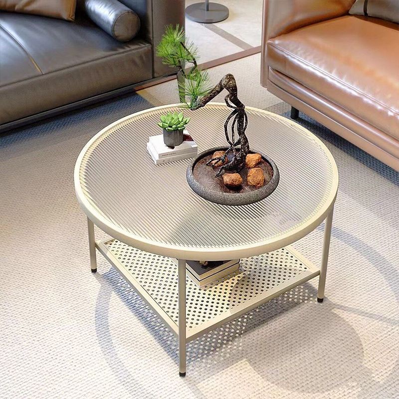 Glass Round Coffee Table 4 Legs Base Type Nesting Cocktail Table Clearhalo 'Coffee & Accent Tables' 'Coffee Tables' 'coffee_tables' 'furn' 'furn_coffee_tables' 'Furniture' 'Living Room Furniture' 1200x1200_147d681e-9fd0-420d-b4db-83ff2c16744b