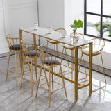 Glam 1/2/4/7 Pieces Bar Table Set Rectangle Bar Table with Metal High Stools