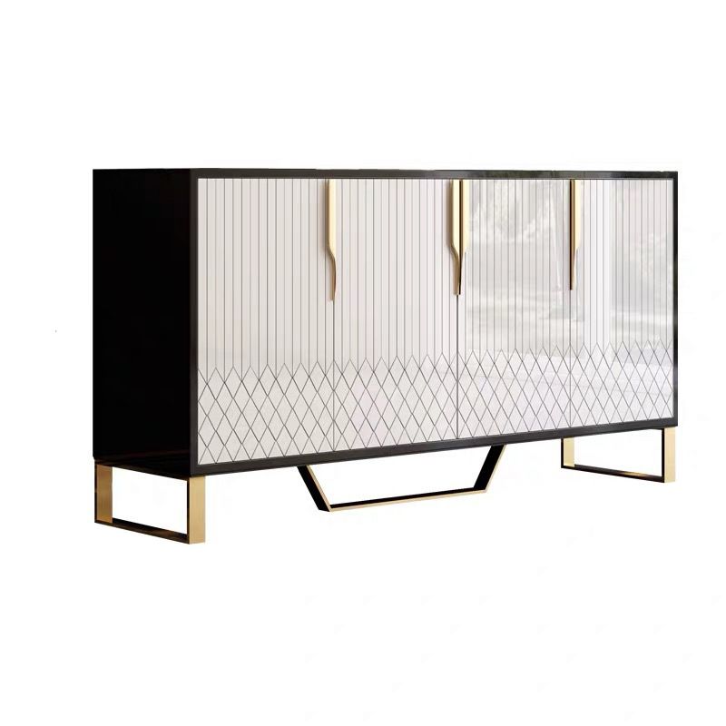 Glam Cabinets Dining Buffet Mirrored Buffet Sideboard with 4-Door