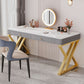 Glam Style Stone Writing Desk Rectangle Metal Office Desk voor kantoor