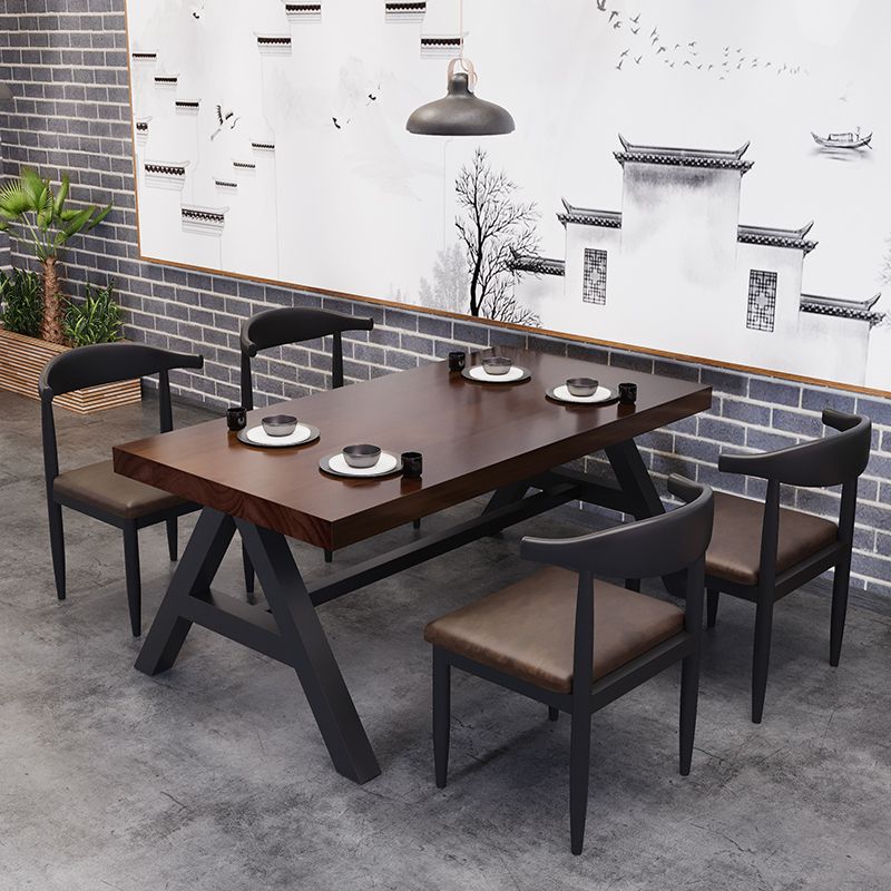 Industrial Kitchen Rectangle Dinner Table Solid Wood Dining Table Clearhalo 'Dining Tables & Seating' 'Dining Tables' 'dining_table' 'furn' 'furn_dining_table' 'Furniture' 'Kitchen & Dining Furniture' 1200x1200_147ec2ff-ecf3-4a06-b848-a922564c5dc0