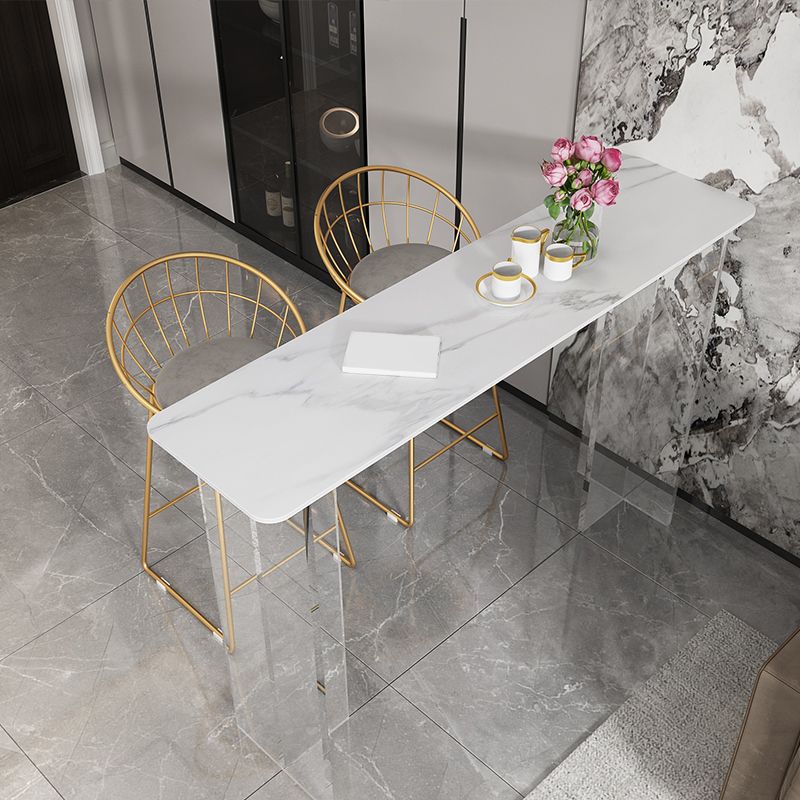 Modern White Stone Top Bistro Table with Acrylic Base for Small Places Clearhalo 'Bar Furniture' 'Bar Tables' 'bar_tables' 'furn' 'furn_bar_tables' 'Furniture' 'Kitchen & Dining Furniture' 1200x1200_1480099a-5b8d-40cd-8e4b-1081f69193c0