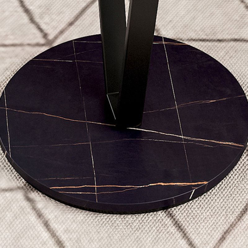 Round Side End Table with Slate Top, Contemporary Frame End Table