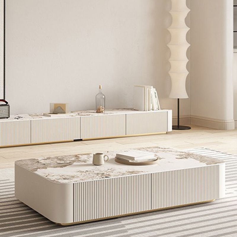 Pedestal Glam Coffee Table Rectangle Slate Single Coffee Table with Drawer Clearhalo 'Coffee & Accent Tables' 'Coffee Tables' 'coffee_tables' 'furn' 'furn_coffee_tables' 'Furniture' 'Living Room Furniture' 1200x1200_148061ab-8b06-464e-ba20-425d3a2a8106