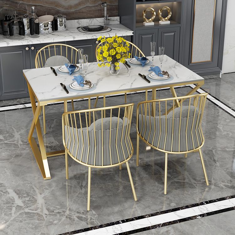 Glam 1/5 Pieces Dining Set Rectangle Stone Dining Table for Kitchen Clearhalo 'Dining Room Sets' 'Dining Tables & Seating' 'dining_room_set' 'furn' 'furn_dining_room_set' 'Furniture' 'furniture_dining_room_set' 'Kitchen & Dining Furniture' 1200x1200_1481d958-e760-46a5-8f5a-98ab14a451a1