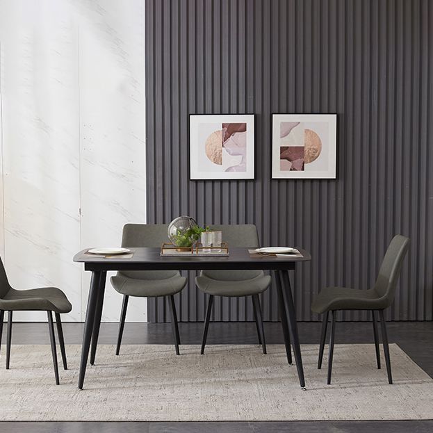 Industrial Style Sintered Stone Table Black 4 Legs Base Rectangle Table for Home Clearhalo ' dining_table' 'Dining Tables & Seating' 'Dining Tables' 'furn' 'furn_dining_table' 'Furniture' 'furniture_dining_table' 'Kitchen & Dining Furniture' 'kitchen&dining_furn' 'kitchen' 'kitchen_dining_table' 1200x1200_14821c9e-ee7e-4910-af48-19abbc0f65b1