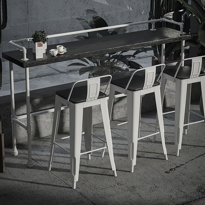 Industrial Black Wood Pub Table with Rectangle Table Top Trestle Table - 42" H Clearhalo 'Bar Furniture' 'Bar Tables' 'bar_tables' 'furn' 'furn_bar_tables' 'Furniture' 'furniture_bar_tables' 'Kitchen & Dining Furniture' 1200x1200_14827602-6dc3-4924-879e-2c56ff971b19