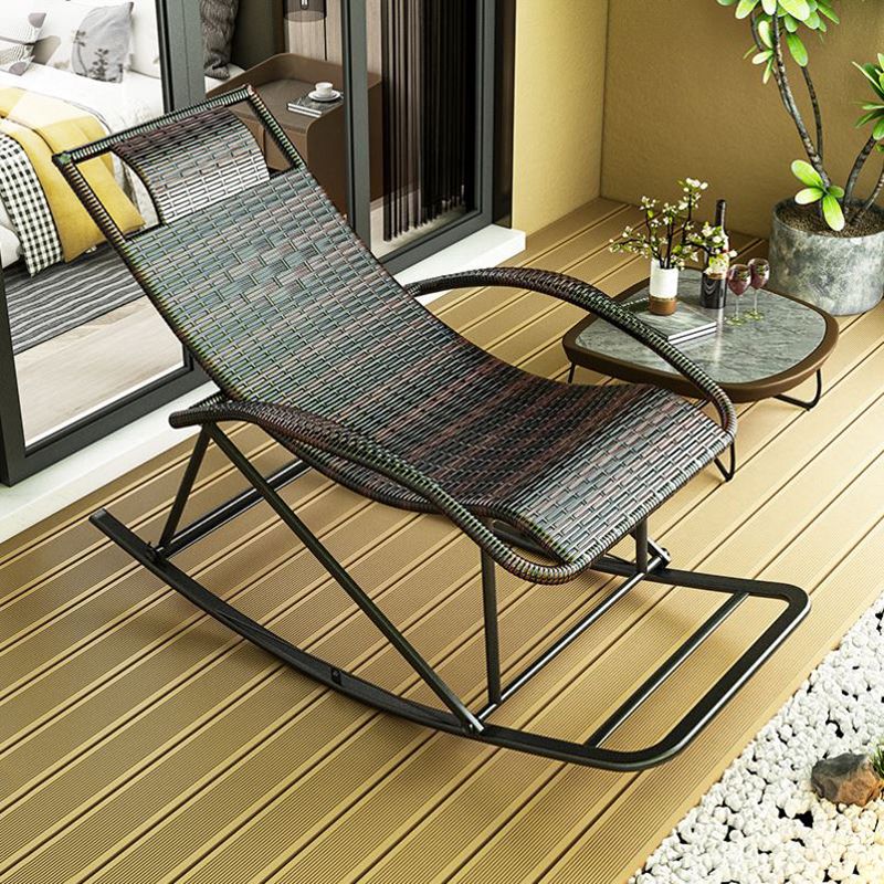 Modern Recliner Chair Color Block Rattan Rocker Chair with Dark Legs Clearhalo 'Chairs & Seating' 'furn' 'furn_rocking_chairs' 'Furniture' 'Living Room Furniture' 'Rocking Chairs' 'rocking_chairs' 1200x1200_14867c0a-eb67-4b17-a2ee-da568fe3470c
