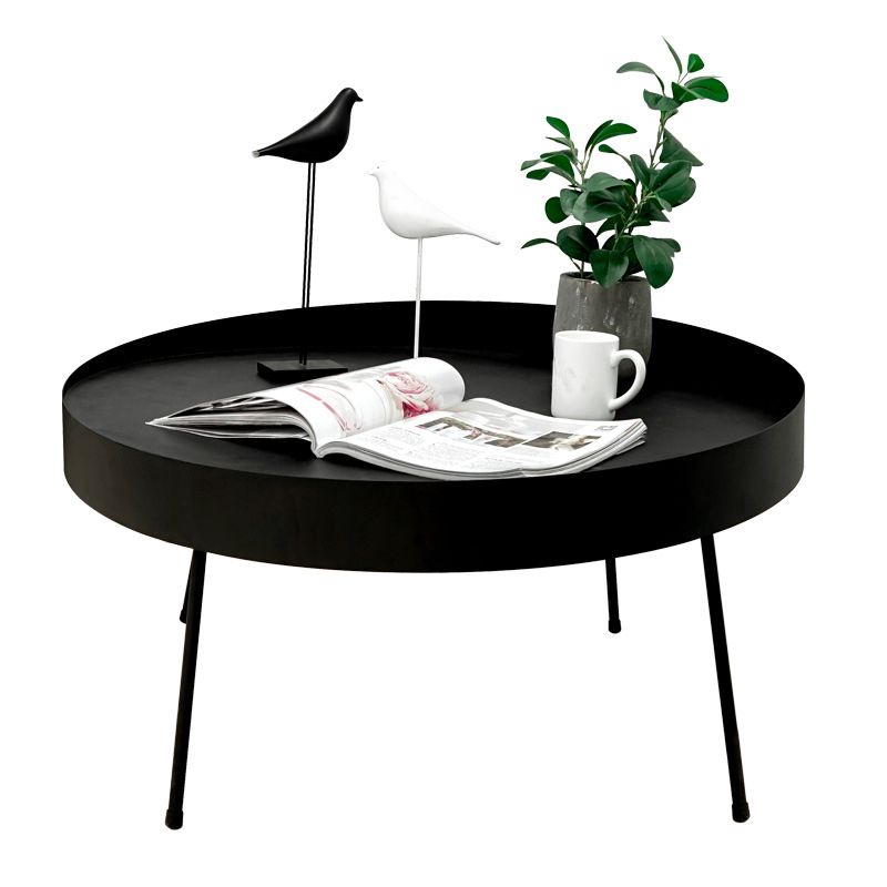 Round with Metal Accents Coffee Table Modern 4 Legs Cocktail Table Clearhalo 'Coffee & Accent Tables' 'Coffee Tables' 'coffee_tables' 'furn' 'furn_coffee_tables' 'Furniture' 'furniture_coffee_tables' 'Living Room Furniture' 1200x1200_148c688a-4f1f-48e5-83e8-4d44d60ddda7