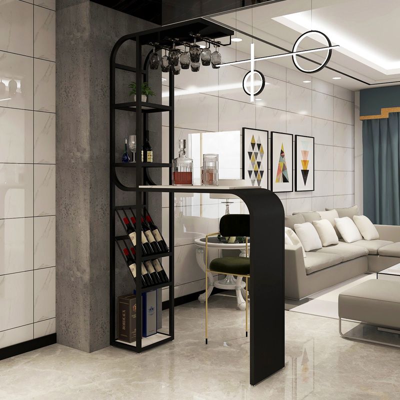 White and Black Modern Style Specialty in Faux Marble and Metal Milk Tea Shop Bar Table Clearhalo 'Bar Furniture' 'Bar Tables' 'bar_tables' 'furn' 'furn_bar_tables' 'Furniture' 'furniture_bar_tables' 'Kitchen & Dining Furniture' 1200x1200_148d3d3b-036c-4315-b55b-dff41c310ca5