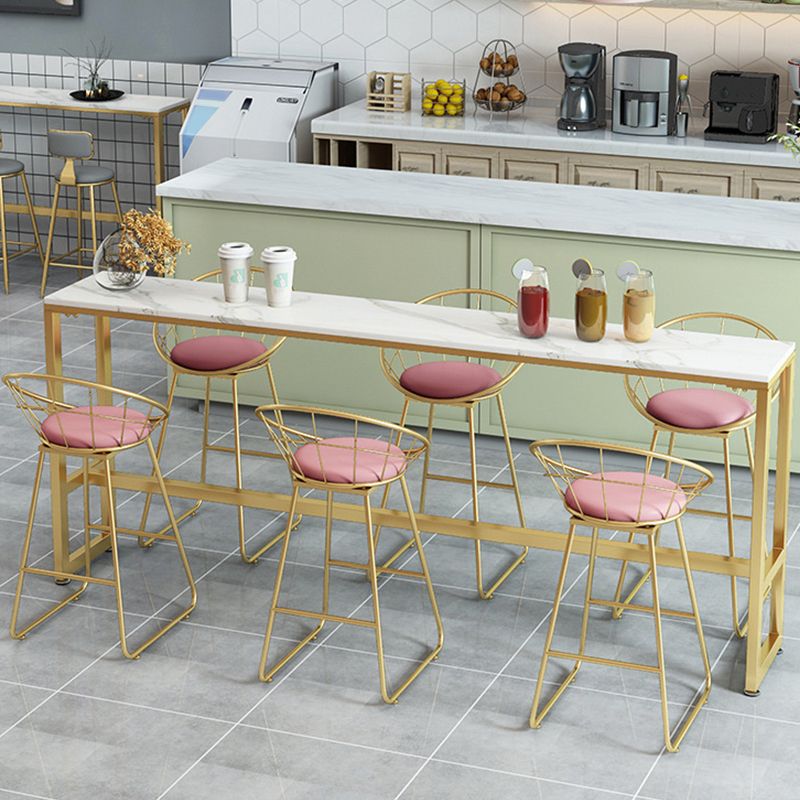 Table de bar de bistro de style moderne de table en faux marbre blanc pour le salon