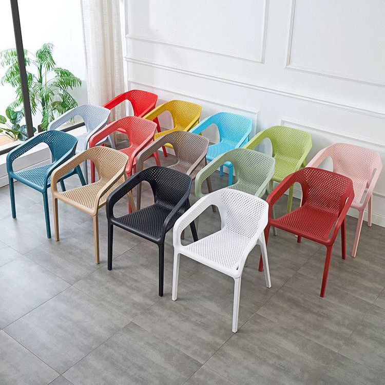 Contemporary Style Stackable Chair Kitchen Arm Chair with Plastic Legs Clearhalo 'Dining Chairs' 'Dining Tables & Seating' 'dining_chair' 'Furniture' 'furniture_dining_chair' 'Kitchen & Dining Furniture' 1200x1200_14901d86-3e85-4f9b-b1e6-71f8c55cca5e