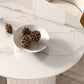 Mesa de comedor ovalada moderna, mesa de comedor de piedra con pedestal doble de hierro