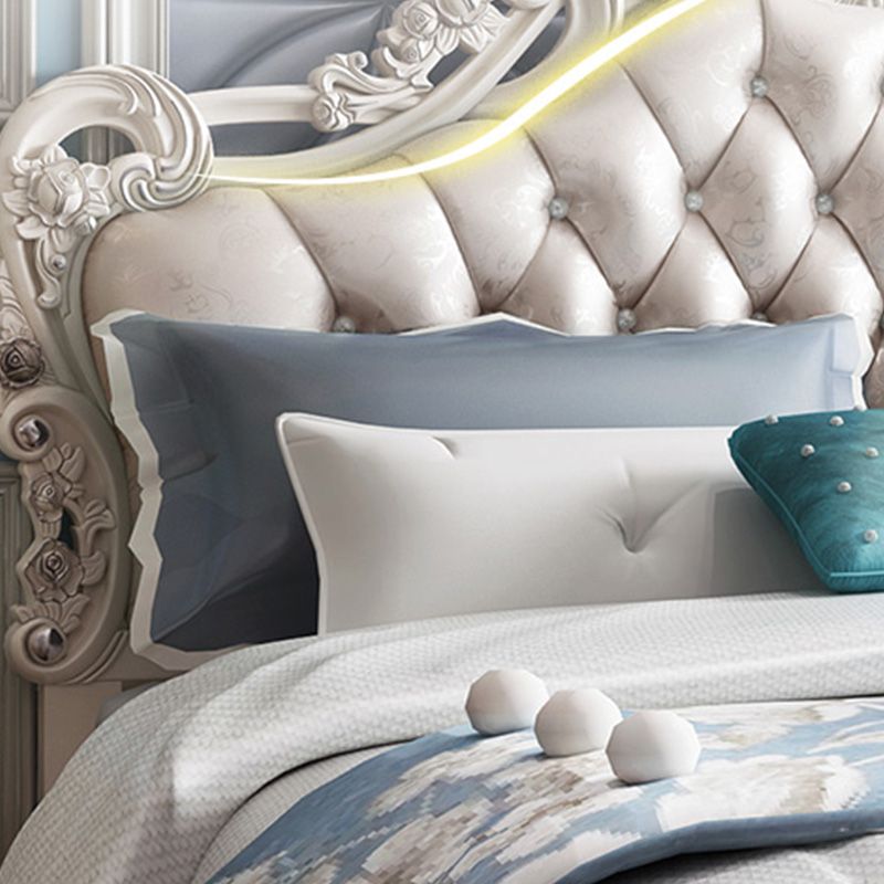 Faux lederen paneelbed Victoriaans standaardbed met hoofdeinde en voetbord