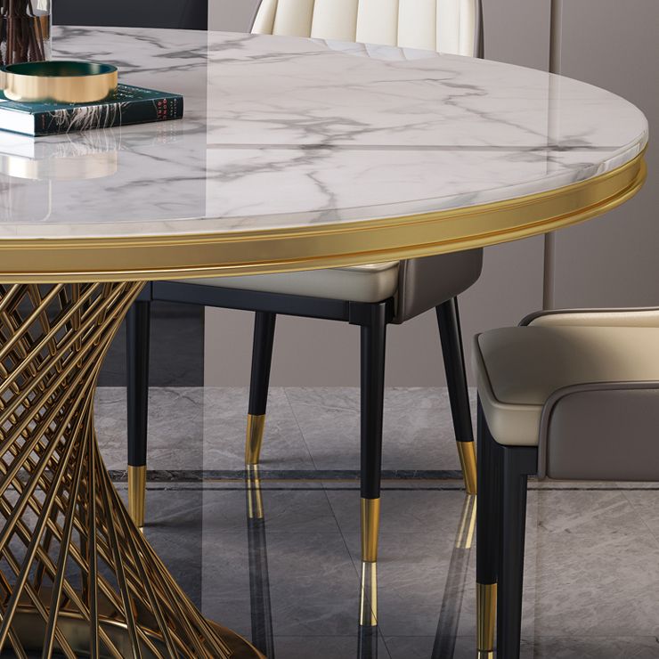 Sintered Stone Pedestal Dining Table Simplicity Style Round Table for Home Clearhalo ' dining_table' 'Dining Tables & Seating' 'Dining Tables' 'Furniture' 'furniture_dining_table' 'Kitchen & Dining Furniture' 'kitchen&dining_furn' 'kitchen' 'kitchen_dining_table' 1200x1200_14955407-23ca-4dd3-9288-8d5b8d1ca755