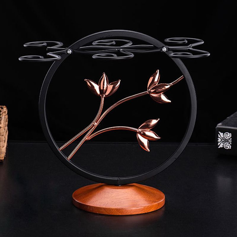 Zeitgenössische Arbeitsplatte Weinglasregal Holz und Metallglasregal