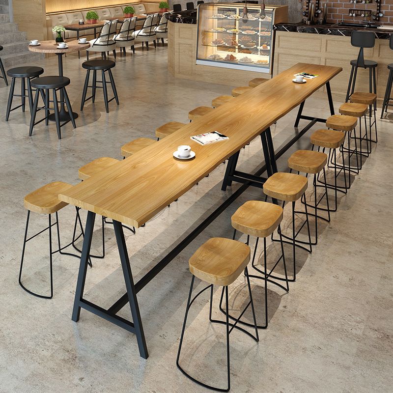 Rectangular Bar Height Table Black Legs and Metal Base Bistro Pub Table Clearhalo 'Bar Furniture' 'Bar Tables' 'bar_tables' 'furn' 'furn_bar_tables' 'Furniture' 'Kitchen & Dining Furniture' 1200x1200_149b4a47-9b2b-4480-a96f-c913392765a1