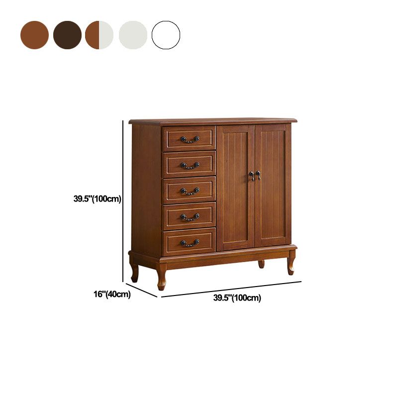16 "W en bois massif commode commode coffre de rangement horizontal avec tiroirs et portes