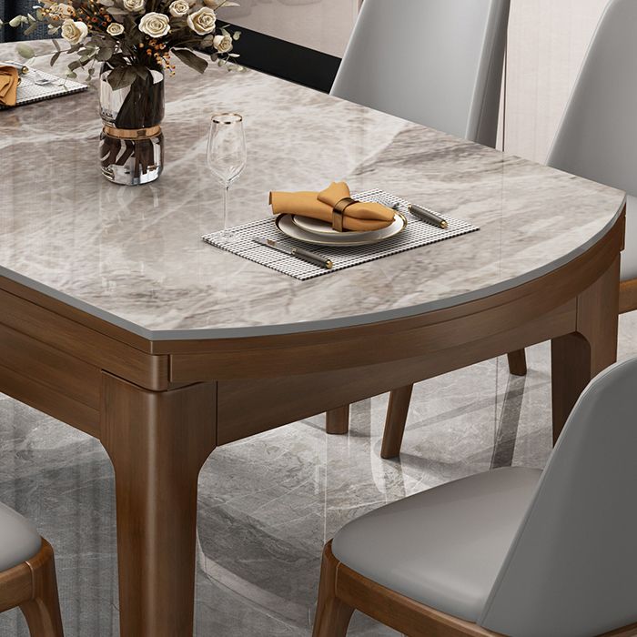 Modern Stone Foldable Dining Table Rubber Wood Base for Dining Room Clearhalo 'Dining Tables & Seating' 'Dining Tables' 'dining_table' 'furn' 'furn_dining_table' 'Furniture' 'Kitchen & Dining Furniture' 1200x1200_149e0b2a-5c41-406d-9c56-b587859646e7