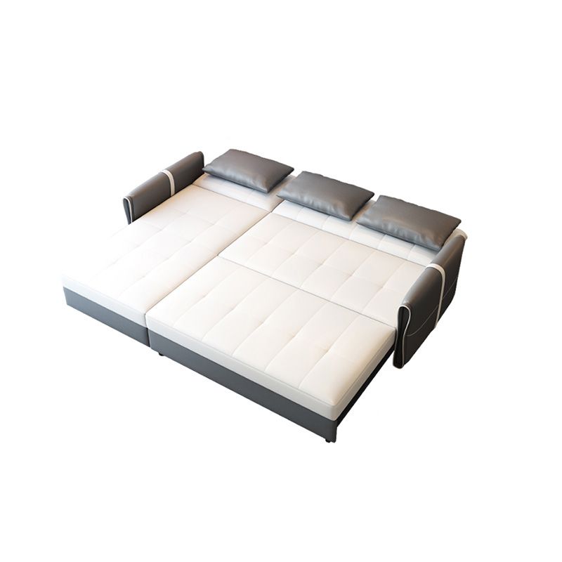 Sofá de brazo cuadrado de cuero moderno y moderno de mediados de siglo