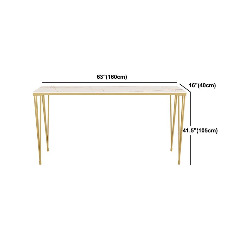 1/7 Pieces Glam Iron Bistro Set Rectangle Bar Table Set with White Stone Top