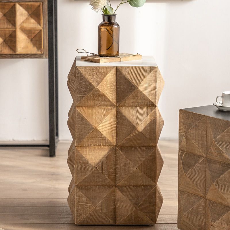 Sqaure Pine Drum Side Table Rustic Natural 14.37" Wide End Table Clearhalo 'Coffee & Accent Tables' 'End & Side Tables' 'end_side_tables' 'furn' 'furn_end_side_tables' 'Furniture' 'Living Room Furniture' 1200x1200_14a07e69-d2a2-42a8-9e6d-3b353f2c6571