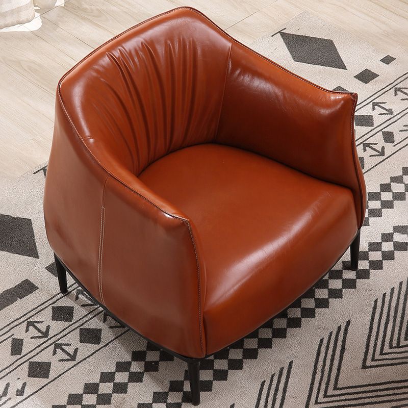 Contemporary Faux Leather Accent Chair Fixed Back Barrel Accent Chair Clearhalo 'Accent Chairs' 'accent_chairs' 'Chairs & Seating' 'furn' 'furn_accent_chairs' 'Furniture' 'Living Room Furniture' 1200x1200_14a192ff-c945-43df-8cc6-c548d50783e0