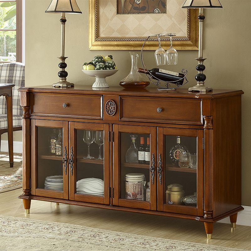 Contemporary Ash Wood Sideboard Kitchen Sideboard with Door and Drawer Clearhalo 'buffet_sideboard' 'Buffets & Sideboards' 'furn' 'furn_buffet_sideboard' 'Furniture' 'furniture_buffet_sideboard' 'Kitchen & Dining Furniture' 1200x1200_14a1aa37-dda7-48b1-9950-4bc9b7a477e7