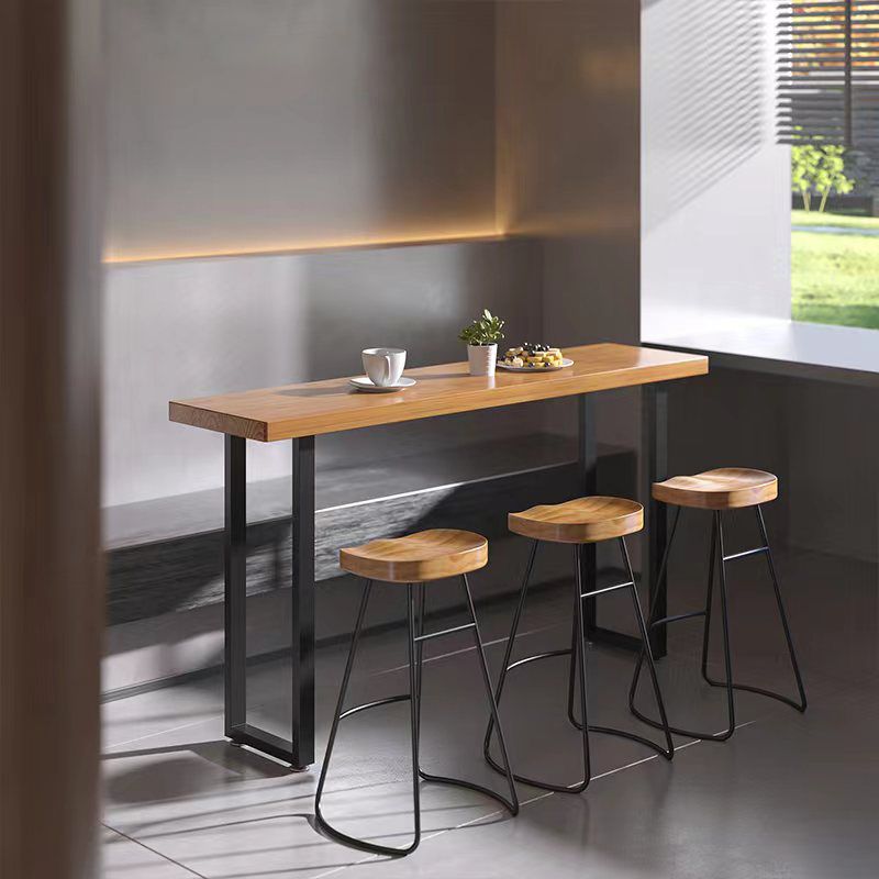 Industrial Style Bar Table Rectangle Solid Wood Fixed Bistro Bar Desk for Indoor Clearhalo 'Bar Furniture' 'Bar Tables' 'bar_tables' 'furn' 'furn_bar_tables' 'Furniture' 'Kitchen & Dining Furniture' 1200x1200_14a6e07f-ccd4-44f5-86c9-dabe561a44c2