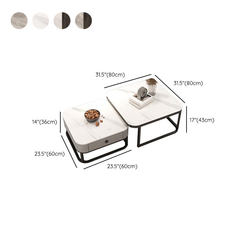Quadratischer Couchtisch mit Glasplatte, zusammensetzbarer Couchtisch für das Wohnzimmer