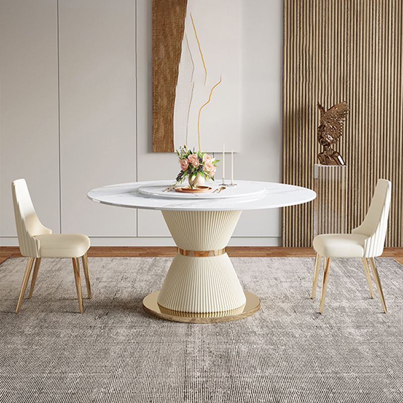 Luxury Round Dining Table Solid Wood Pedestal Dining Table for Dining Room