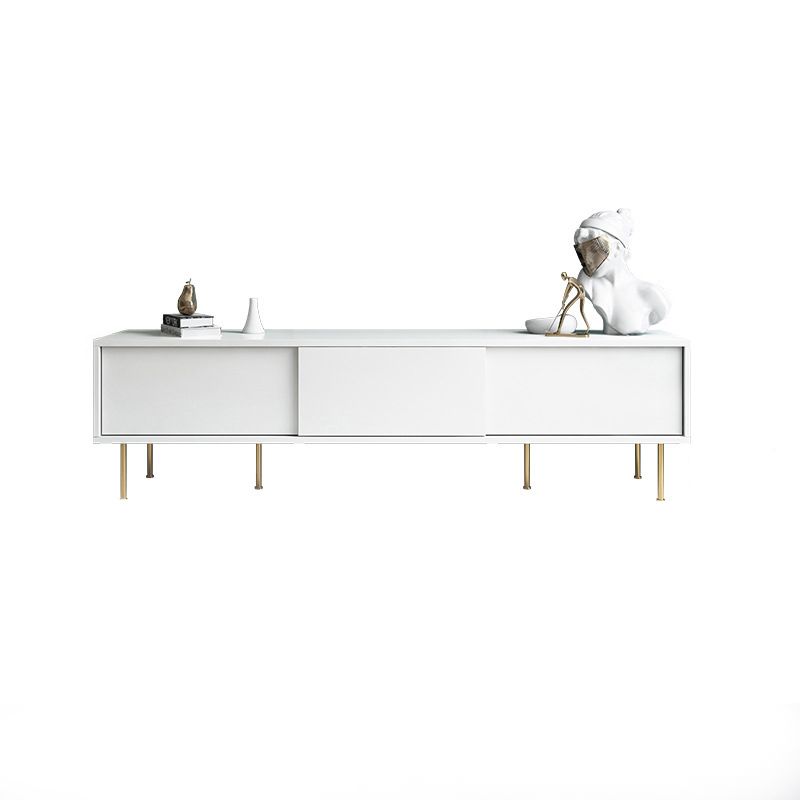 Moderna console TV in legno in legno bianco chiuso con porta scorrevole