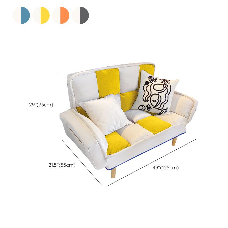 Leather Convertible Sofa Living Room Rolled Arm Loveseat with Pillows