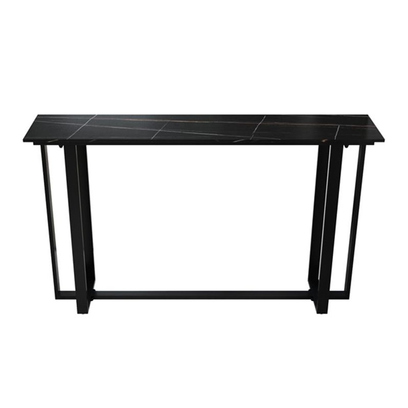 Sintered Stone Bar Table Black and Metal Base Bar Table for Kitchen Living Room Clearhalo 'Bar Furniture' 'Bar Tables' 'bar_tables' 'furn' 'furn_bar_tables' 'Furniture' 'Kitchen & Dining Furniture' 1200x1200_14ab8761-772c-481f-9f09-ab5a23f5fab4