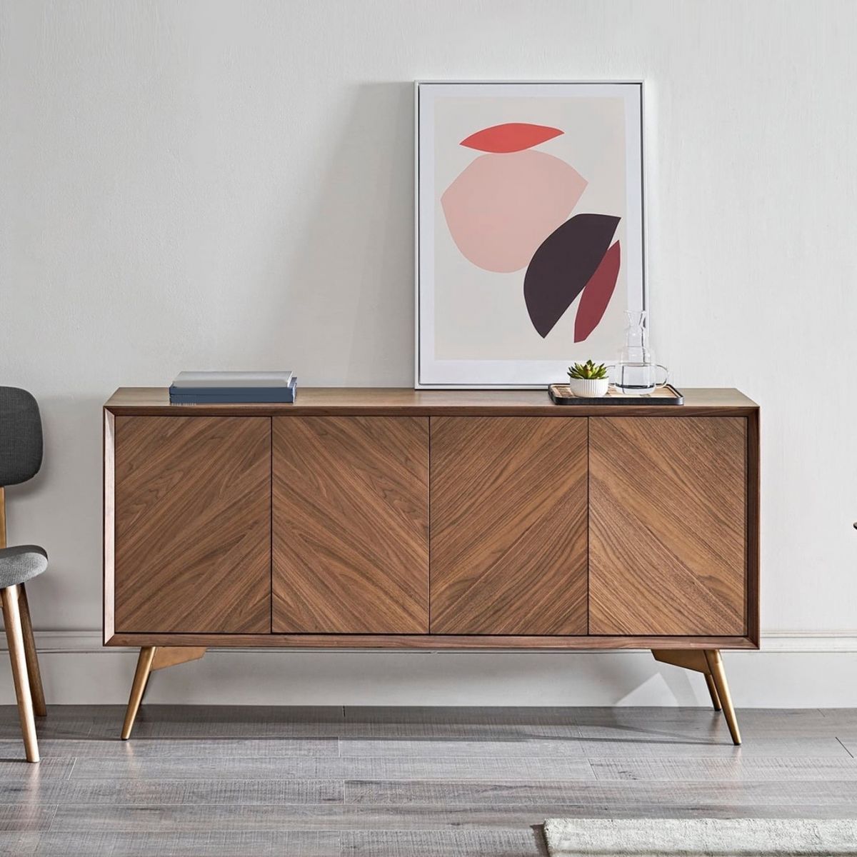 Glam Eiche Dining Buffet Braunes Buffet Tisch mit Türen zum Esszimmer